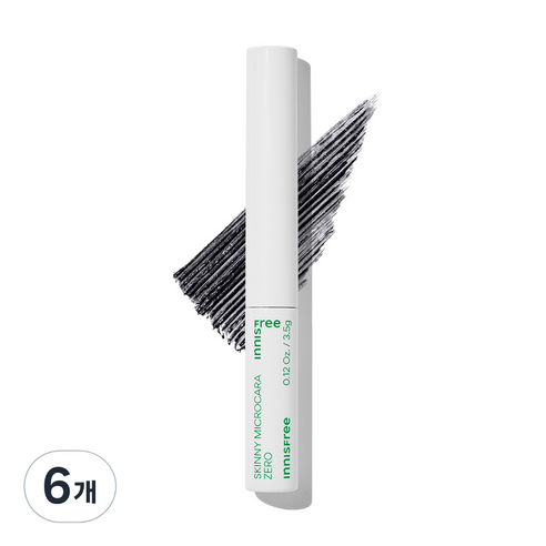이니스프리 스키니 꼼꼼 마스카라 Zero 3.5g, 1호 블랙, 6개