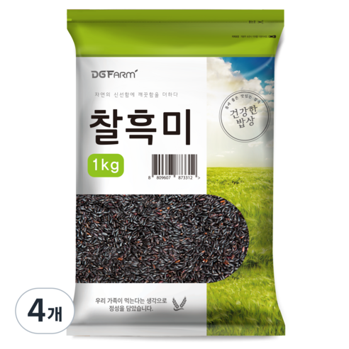 건강한밥상 국산 찰흑미, 1kg, 4개