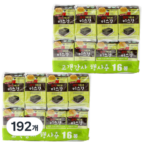 미스김 광천 재래 도시락김, 192개, 4g