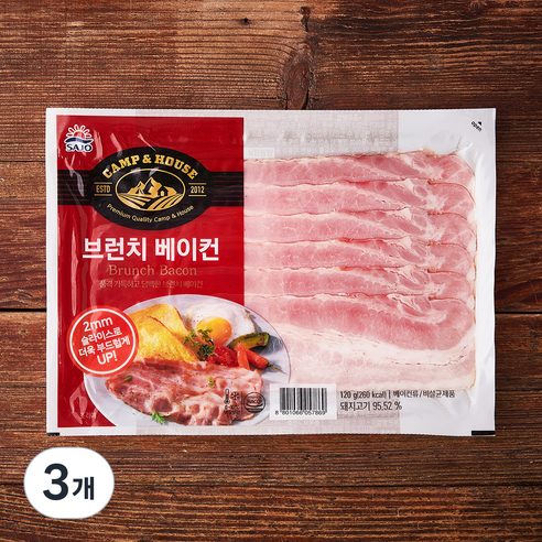 사조대림 브런치 베이컨, 120g, 3개