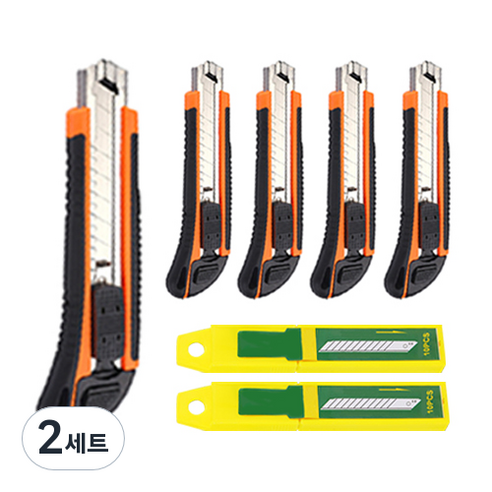 다다 3연발 커터칼 5p + 칼날 23p, 혼합색상, 2세트