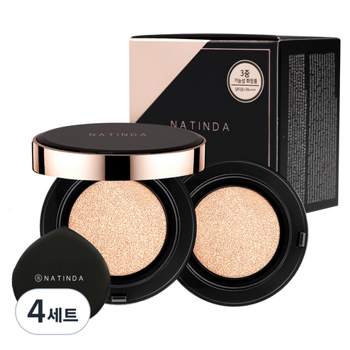 나틴다 아우라 퍼펙트 커버 쿠션 15g + 리필 15g, 21호 화사하고 밝은 피부 바닐라, 4세트