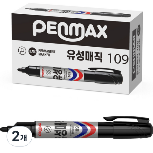 펜맥스 점보 유성매직 109 12p, 흑색, 2개