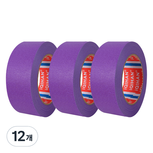 다다 칼라 마스킹 종이테이프 25mm x 15m, 퍼플, 12개