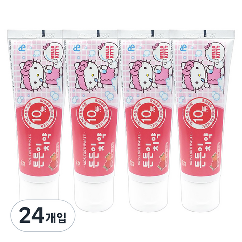 헬로키티 튼튼이치약 천연딸기향, 80g, 24개입