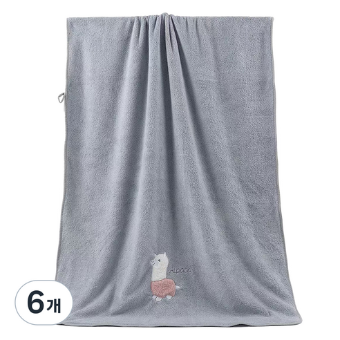 원이네 귀여운 양 디자인 바스타월 70 x 140 cm, 그레이, 6개