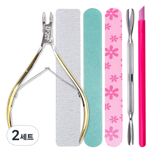 메이브라운 네일케어 필수도구 6종 세트, 2세트, 네일니퍼 + 네일푸셔 2종 + 네일파일 3종