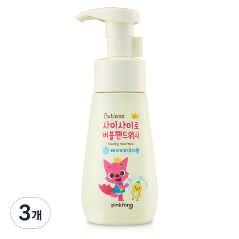 베비언스 핑크퐁 버블 핸드워시 베이비파우더향, 270ml, 3개