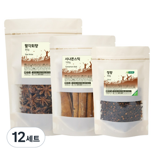 자연지인 뱅쇼재료 세트 시나몬스틱 100g + 정향 80g + 팔각향 80g, 260g, 12세트
