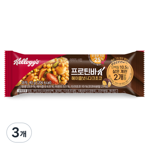 켈로그 단백질바K 헤이즐넛&다크초코, 480g, 1개