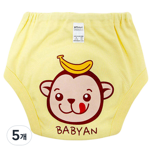 베이비앙 배변훈련팬티, 옐로우(원숭이), 5개