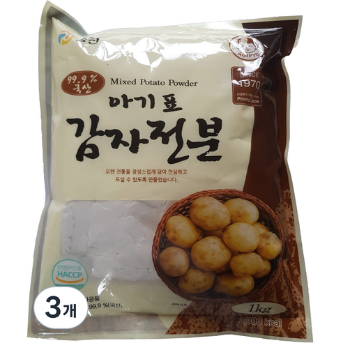 풍전 국산 아기표 감자전분, 1kg, 3개