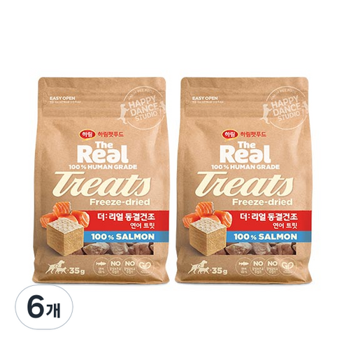 하림더리얼 강아지 동결건조 트릿, 연어맛, 35g, 6개
