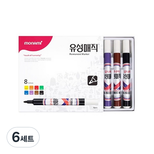 모나미 유성매직 세트, 8색, 6세트