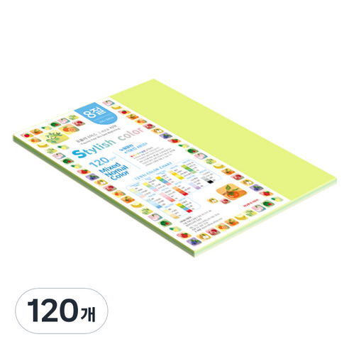 종이문화 스타일리쉬 얇은 혼합색지 120g 05 SN Green Tone, 8절, 120개