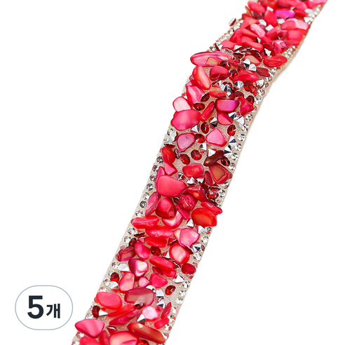 미소로운 쥬얼리 라인스톤 리폼 스티커 3cm, 레드 라인, 5개