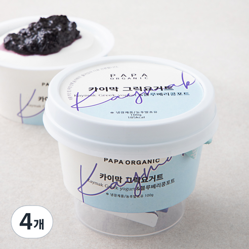 파파오가닉 카이막 그릭요거트 100g + 블루베리 콩포트 20g, 120g, 4개