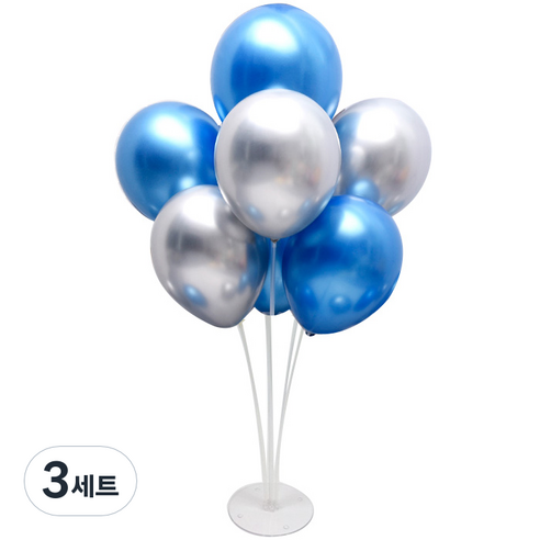 와우파티코리아 풍선꽂이세트, 크롬블루 실버, 3세트