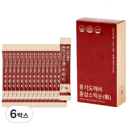 풍기도깨비 6년근 홍삼스틱 순 10ml X 15p, 150ml, 6개