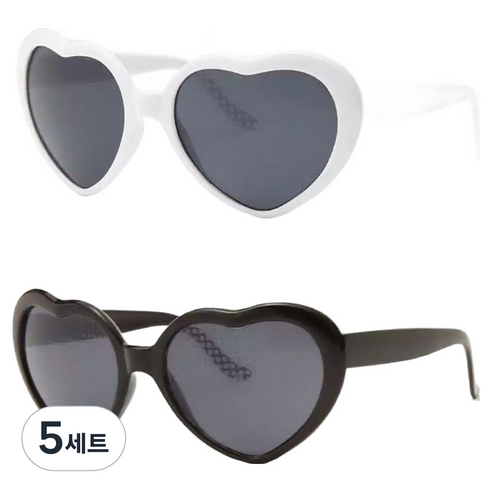 재미존 하트 불빛 선글라스 2종 세트, 화이트+블랙, 5세트