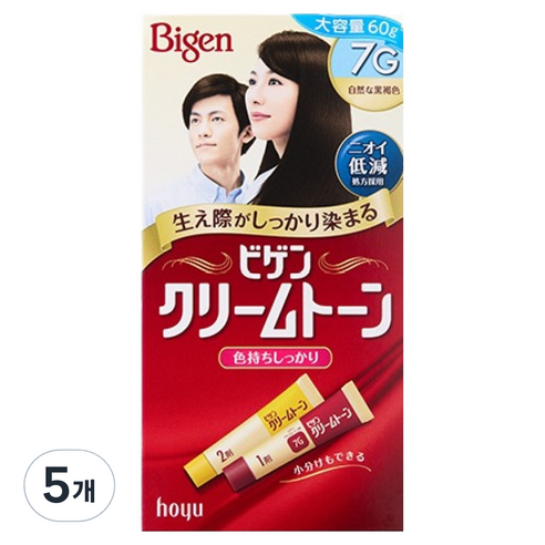 비겐 크림톤 염색제, 7G자연흑갈색, 5개