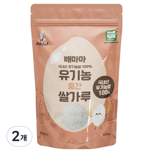 배마마 유기농 중간 쌀가루, 400g, 2개