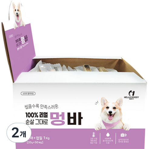 헬로도기 강아지 멍바 황태 + 껍질 50p, 1kg, 2개