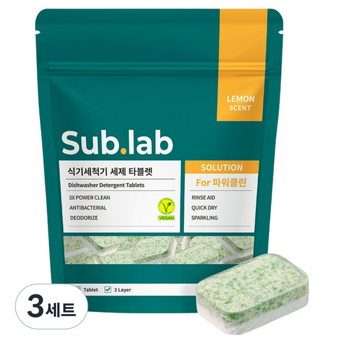 서브랩 식기세척기 세제 타블렛, 3세트