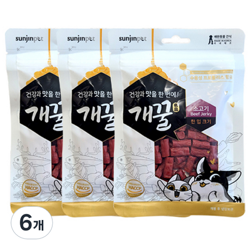 개꿀 강아지 프로폴리스져키 소고기 한입크기 간식, 70g, 6개