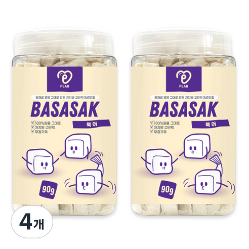 피랩 바사삭 반려동물 동결건조 간식, 4개, 북어
