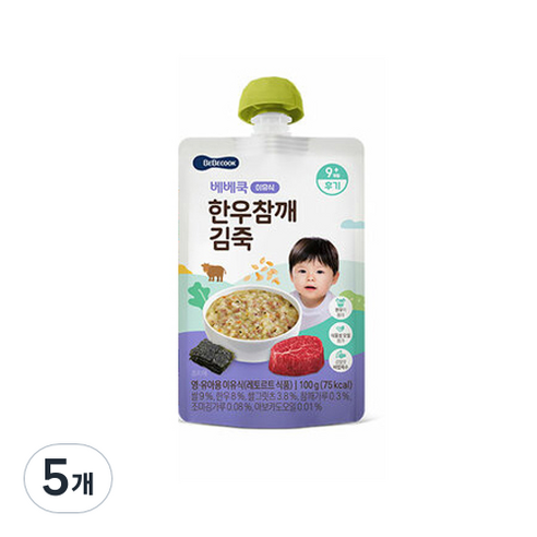 베베쿡 한우 참깨 김죽 실온이유식 후기 100g, 혼합맛(참깨/김/한우), 5개