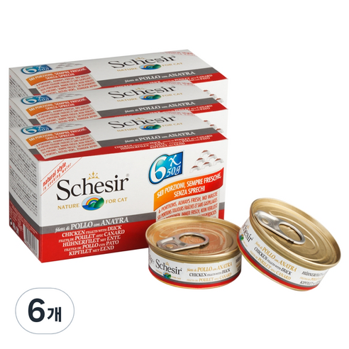 쉐지애 고양이 내추럴스타일 캔 50g x 6p, 6개, 300g, 닭