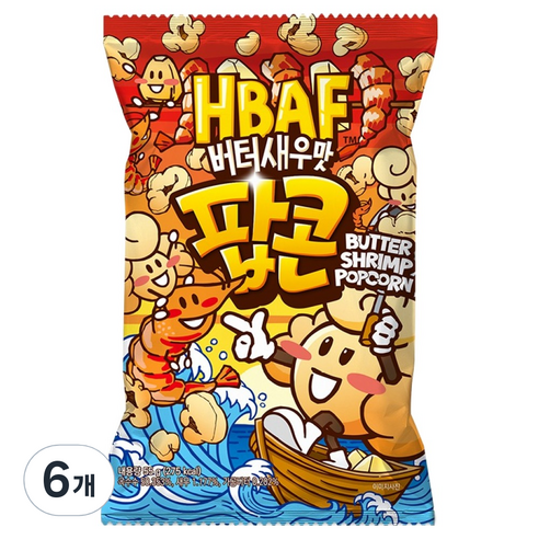 바프 버터새우맛 팝콘, 55g, 6개