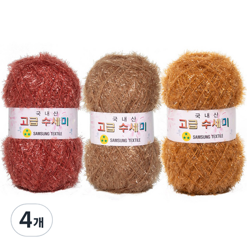 yarna 고급 수세미 뜨개실 80g x 3종 + 도안 3종 세트, X7 어텀뮤트, 4개
