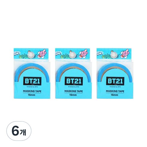 라인프렌즈 BT21 마스킹테이프 15mm, 쿠키, 6개