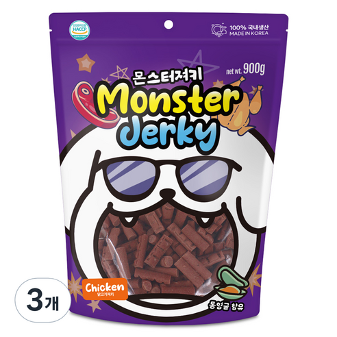강아지 대용량 몬스터 져키, 900g, 3개, 닭고기