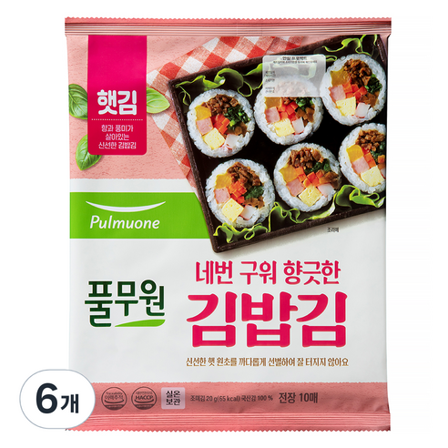 풀무원 김밥김 10p, 20g, 6개