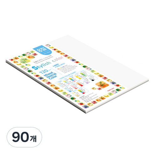 종이문화 스타일리쉬 얇은 혼합색지 120g 10 SN Mono Tone, 90개, 8절