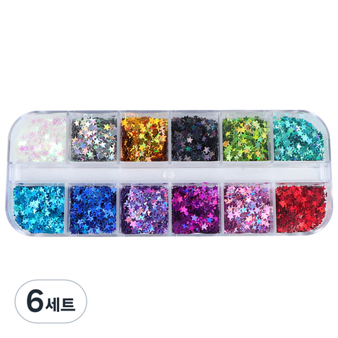 별 글리터 네일아트 재료, 혼합색상, 6세트