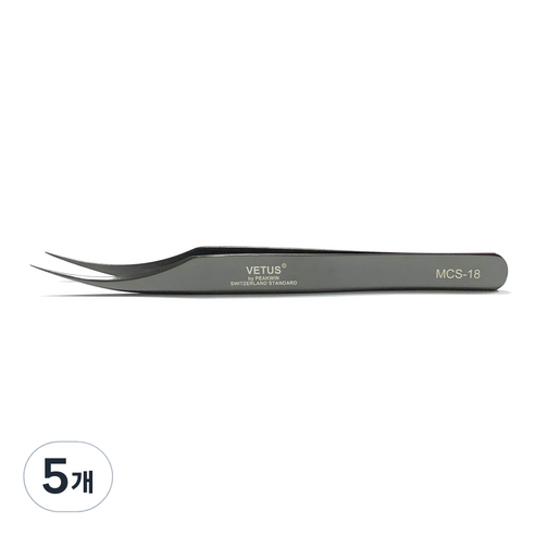 비투스 속눈썹 핀셋 MCS-18, 블랙, 5개