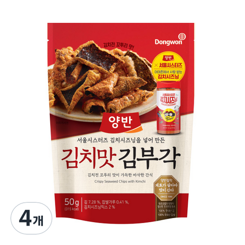 양반 김치맛 김부각, 50g, 4개