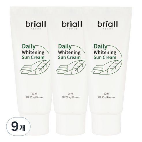 브리올옴므 남성용 데일리 화이트닝 선크림 SPF50+ PA++++, 20ml, 9개