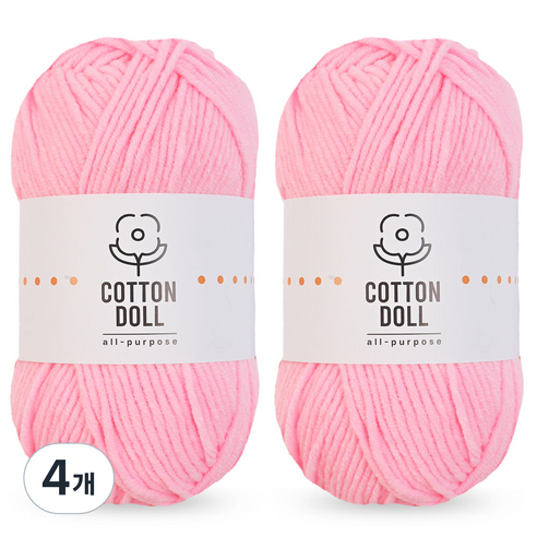 니뜨 코튼돌 뜨개실 50g, 4개, 12 네온연핑크