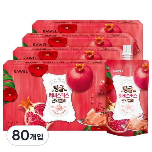 팅글 로엘 곤약젤리 히비스커스맛 4박스, 130g, 80개