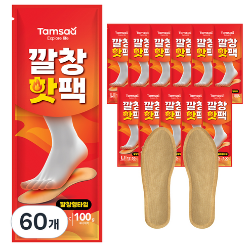 탐사 남성용 깔창 핫팩 국내생산 2입세트, 60개
