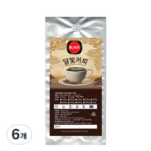 달빛커피 EXPRESS BLACK 분쇄 커피, 핸드드립, 200g, 6개