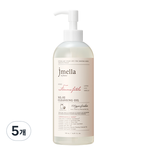 제이멜라 인 프랑스 팜므파탈 클렌징 오일, 5개, 500ml