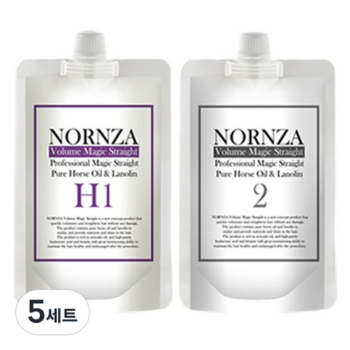 노른자 볼륨매직 스트레이트 파마약 H1 일반모 1제 200g + 2제 200g 세트, 400g, 5세트