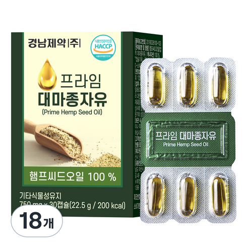 경남제약 프라임 대마종자유 22.5g, 30정, 18개