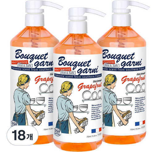 부케가르니 에코 1종 주방세제 자몽향, 750ml, 18개
